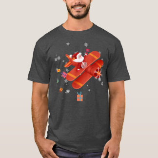 Santa Claus Pilot Flying Airplane Frohe Weihnachte T-Shirt