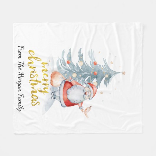 Santa Claus Pine Tree Weihnachten Fleecedecke (Vorderseite (Horizontal))