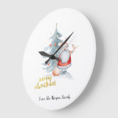 Santa Claus Pine Tree Weihnachten  Große Wanduhr (Winkel)