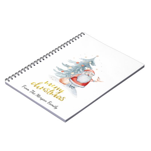 Santa Claus Pine Tree Weihnachten Notizblock (Linke Seite)