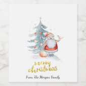 Santa Claus Pine Tree Weihnachten Weinetikett (Einzelnes Label)