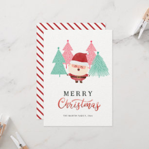Santa Claus Pine Tree Weihnachtskarte Einladung