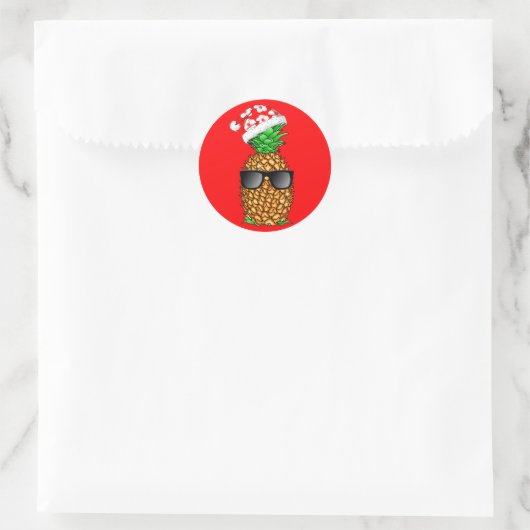 Santa Claus Pineaple Runder Aufkleber (Tasche)