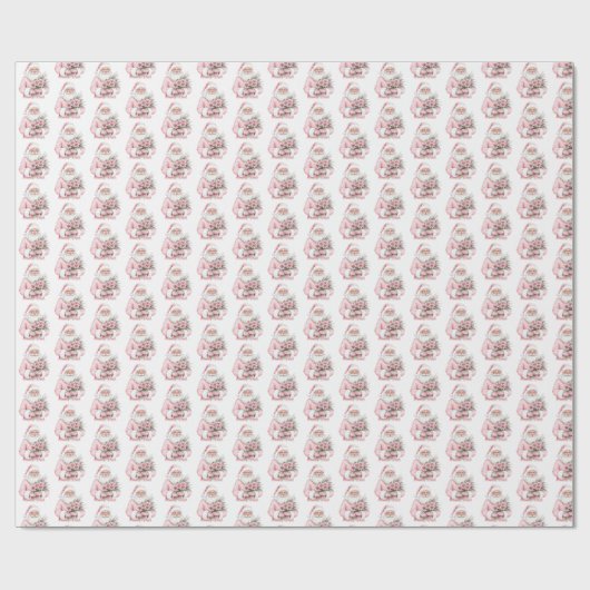 Santa Claus Pink Christmas Geschenkpapier (Flach)
