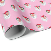 Santa Claus Pink Geschenkpapier (Rolleneckpunkt)