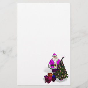 Santa Claus Pink Ribbons Briefpapier