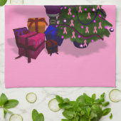 Santa Claus Pink Ribbons Geschirrtuch (Gefaltet)