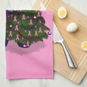 Santa Claus Pink Ribbons Geschirrtuch (Viertel Falte)