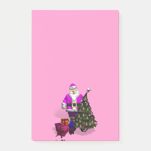 Santa Claus Pink Ribbons Post-it Klebezettel (Vorderseite)