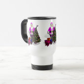 Santa Claus Pink Ribbons Reisebecher (Vorderseite Links)