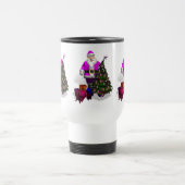 Santa Claus Pink Ribbons Reisebecher (Mittel)