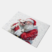 Santa Claus & Pitbull Puppy Dog Fußmatte (Schrägansicht)