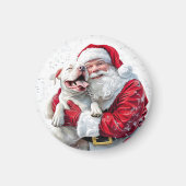 Santa Claus & Pitbull Puppy Dog Magnet (Vorne)