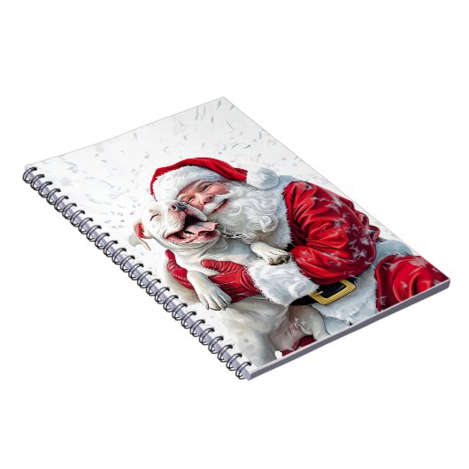 Santa Claus & Pitbull Puppy Dog Notizblock (Rechte Seite)