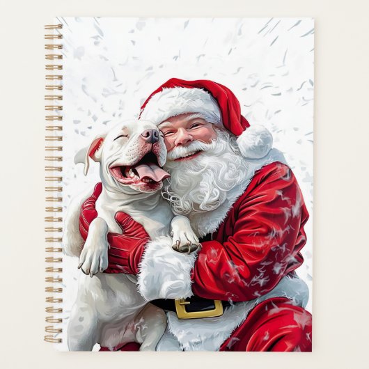 Santa Claus & Pitbull Puppy Dog Planer (Vorderseite)