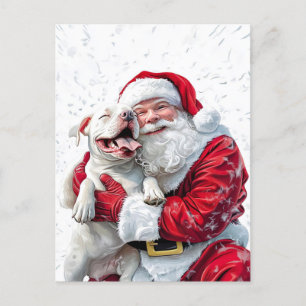 Santa Claus & Pitbull Puppy Dog Postkarte