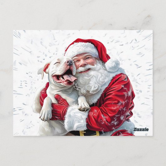 Santa Claus & Pitbull Puppy Dog Postkarte (Rückseite)