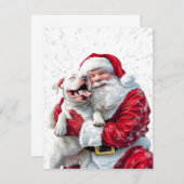 Santa Claus & Pitbull Puppy Dog RSVP Karte (Vorne/Hinten)