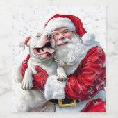Santa Claus & Pitbull Puppy Dog Weinetikett (Einzelnes Label)