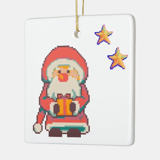 Santa Claus Pixelart, Pixel Art  Keramikornament (Links)