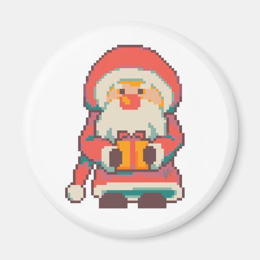 Santa Claus Pixelart, Pixel Art  Magnet (Vorne)