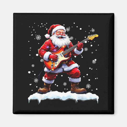 Santa Claus Playing B Guitar Christmas Xmas Music Magnet (Vorne)
