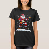 Santa Claus Playing B Guitar Christmas Xmas Music T-Shirt (Vorderseite)