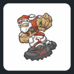 Santa Claus Playing Football illustration Quadratischer Aufkleber<br><div class="desc">santa claus christmas football, 
speed fun muscular power, 
 male player college american , 
game ball sport, 
 funny old father merry, 
 smile illustration hat beard , 
happy red xmas snow, 
 winter holiday cartoon, 
football santa claus christmas , </div>