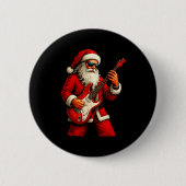 Santa Claus Playing Guitar Funny Christmas Rock Gu Button (Vorderseite)