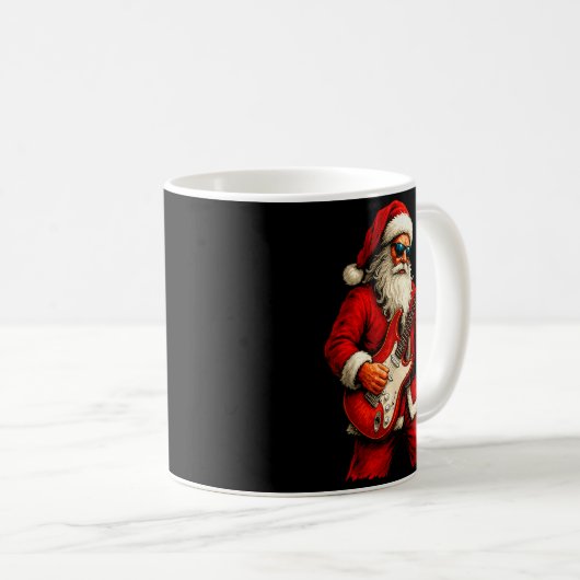Santa Claus Playing Guitar Funny Christmas Rock Gu Kaffeetasse (VorderseiteRechts)