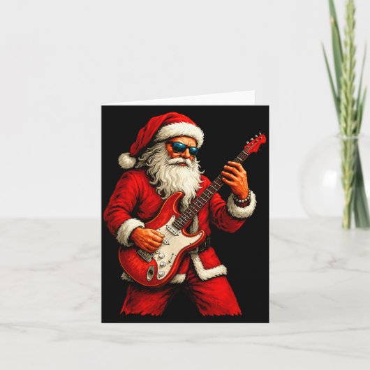 Santa Claus Playing Guitar Funny Christmas Rock Gu Karte (Vorderseite)