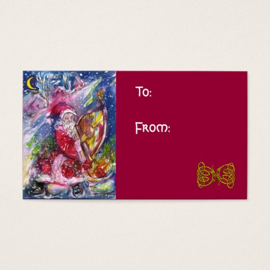 SANTA CLAUS PLAYING HARP IN MOONLIGHT Red Blue (Vorderseite)