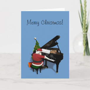 Santa Claus Playing Piano Feiertagskarte