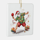 Santa Claus playing ping pong in a Hawaiian shirt Keramikornament (Rechts)