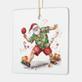 Santa Claus playing ping pong in a Hawaiian shirt Keramikornament (Links)
