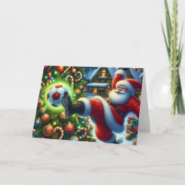 Santa Claus Playing Soccer Christmas Feiertagskarte