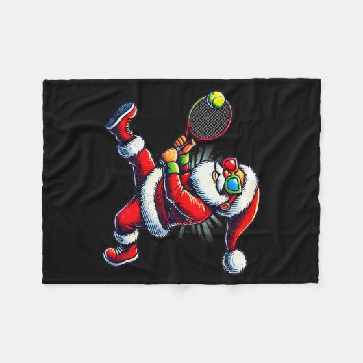 Santa Claus Playing Tennis Game Tennis Racket Chri Fleecedecke (Vorderseite (Horizontal))