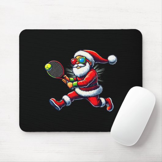 Santa Claus Playing Tennis Game Tennis Racket Chri Mousepad (Mit Mouse)