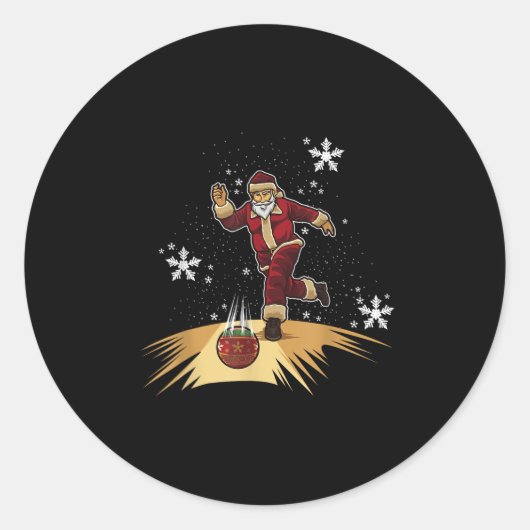 Santa Claus Plays Bowling - Xmas Gift For Your Bow Runder Aufkleber (Vorderseite)