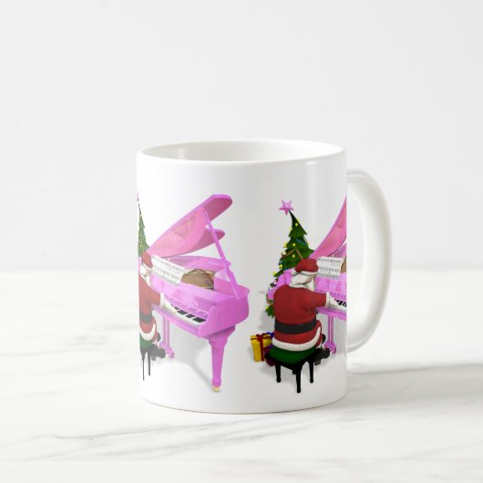 Santa Claus Plays Pink Piano Kaffeetasse (VorderseiteRechts)