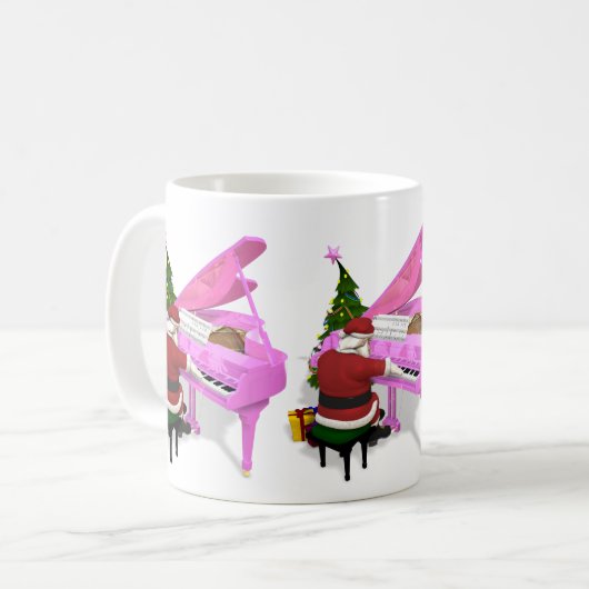 Santa Claus Plays Pink Piano Kaffeetasse (Vorderseite Links)