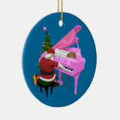 Santa Claus Plays Pink Piano Keramik Ornament (Rechts)
