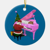 Santa Claus Plays Pink Piano Keramik Ornament (Vorne)