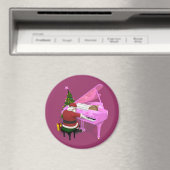 Santa Claus Plays Pink Piano Magnet (In Situ (Geschirrspüler))