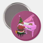 Santa Claus Plays Pink Piano Magnet (Vorderseite/Rückseite)