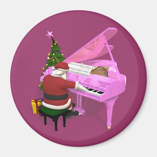 Santa Claus Plays Pink Piano Magnet (Vorne)