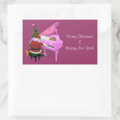 Santa Claus Plays Pink Piano Rechteckiger Aufkleber (Tasche)