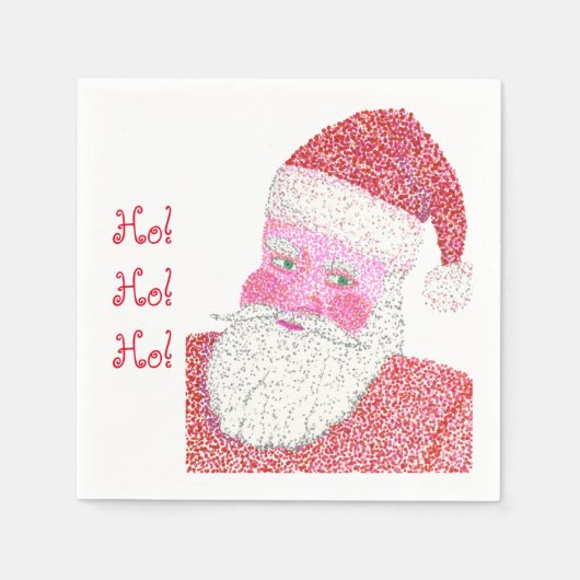 Santa Claus Pointillism Weihnachtsbuch Napkins Serviette (Vorderseite)