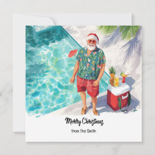 Santa Claus Pool Party auf Hawaii Shirt Tropical Karte