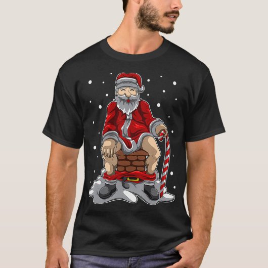 Santa Claus Poops In The Chimney  Christmas Retali T-Shirt (Vorderseite)